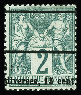 N°62 2c vert Type I, obl. typographique des journaux,