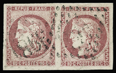 N°49 80c rose, en paire obl. GC 3981 de Toulon (Var),