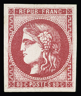 N°49c 80c rose carminé, neuf *, TB. Cert. Calves