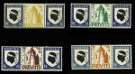 N°755 10c Corse, 4 paires avec intervalles portant