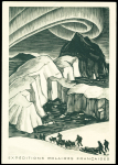 Groenland n°20 + 21 + 22 OBL grand CAD "Gronland departementet" (12.10.50) sur CP aurore boréale avec grand cachet bleu EPF Arctique - Antarctique, date rectifiée 30 aout et signatures J.Nevière et Paul Emile Victor