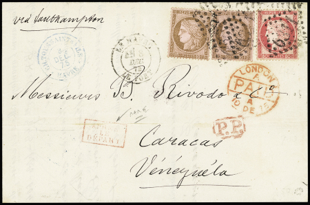 N°54 en paire + n°57 sur lettre obl. GC 6311 (Le Havre