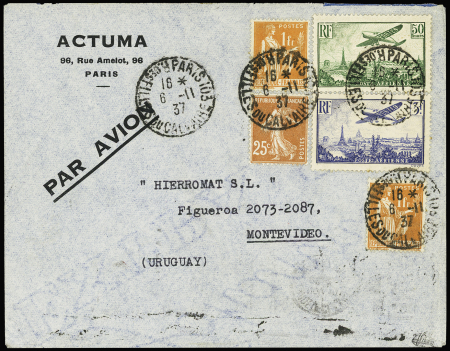 N°14 50f vert + n°12  Poste n°286 (x2) + 235 sur lettre