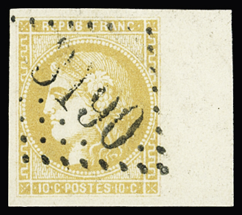N°43Bc 10c bistre jaune citron, bdf, obl. GC 3190 de