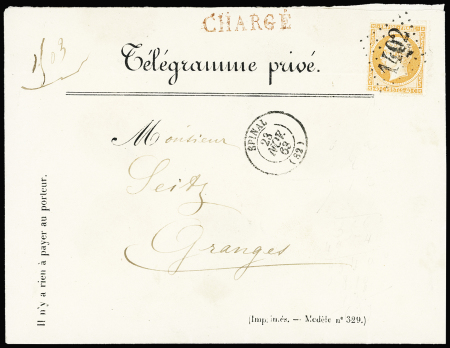 N°23 obl. GC 1402 sur enveloppe "Télégramme privé"
