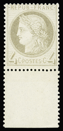 N°52 4c gris en bord de feuille, neuf *, TB. Signé