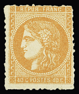 N°48i 40c orange clair, percé en ligne, neuf * (quasi