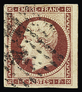 N°18 1f carmin, obl. voisin à droite, TB. Signé Roumet