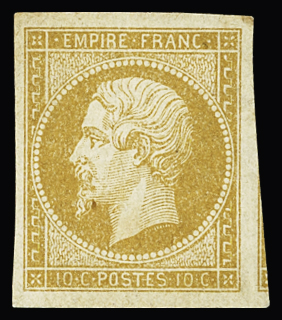 N°13A 10c bistre, voisin à droite, neuf sans gomme,