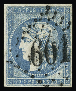 N°44B 20c bleu, obl GC 601 (Brassac dans le Tarn),