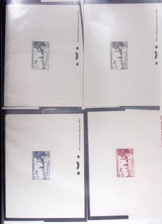 1952, Maroc PA 89 à 92 non émis monument du général Leclerc à Temara + 4 épreuves de luxe individuelles et 1 épreuve collective des 4 timbres + quelques divers Cie du Danube