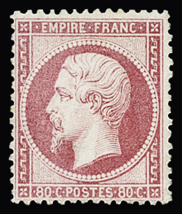 N°24 80c rose, neuf avec trace de charnière propre,