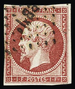N°18 1f carmin, FAUX DE SPERATI, obl. losange ambulant,