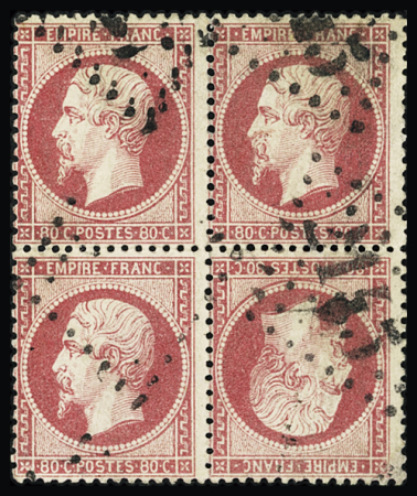 N°24b 80c rose, en bloc de 4 avec tête-bêche, obl.