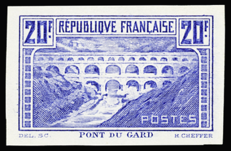 N°262 20f Pont du Gard, essai de couleur en bleu sur