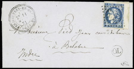 N°46Ba 20c bleu foncé, bord de feuille et voisin en