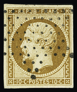 N°9 10c bistre-jaune obl. étoile muette, TB