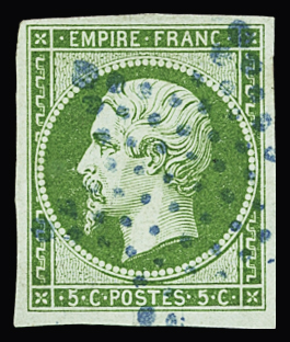 OBLITERATION ETOILE BLEUE sur n°12, 13A (2 ex.), 14A