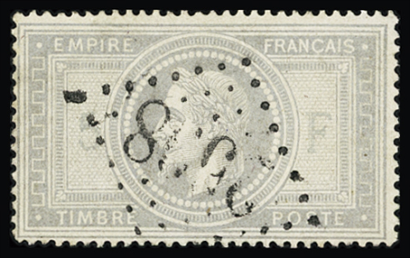 N°33 5f violet-gris obl. GC 2538 de Morlaàs, Basses-Pyrénées,