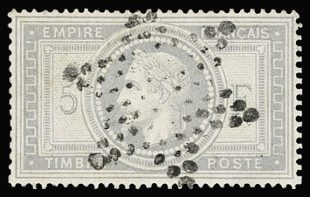N°33 5f violet-gris, obl. étoile, TTB. Signé JF. Brun