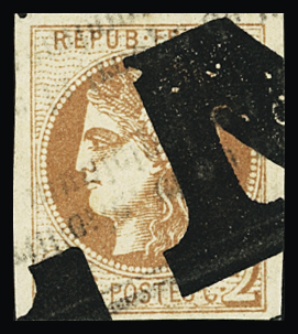 N°40B 2 c brun-rouge, obl. typographique des journaux,