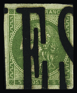 N°42B 5c vert-jaune, obl. typographique des journaux,