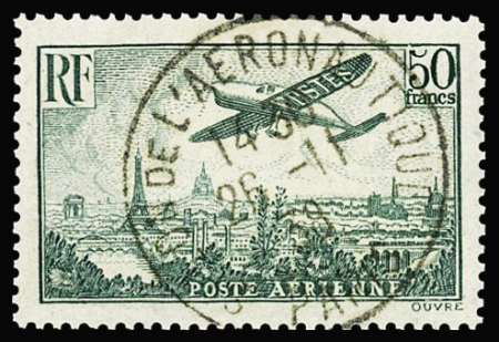 N°14a 50f vert, avec belle oblitération centrale càd