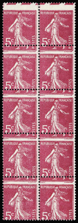 N°278Bc 5c rose, variété piquage à cheval en bloc de