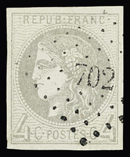 N°41B 4c gris Report 2, obl. Petits chiffres du Gros