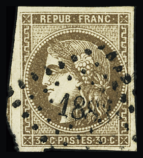N°47 30c brun, avec voisins, obl. Petits chiffres du