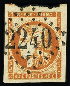 N°48 40c orange foncé, belle nuance chaude, voisin