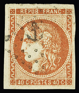 N°48a 40c orange vif, obl. ancre, TB. Signé A.Brun,