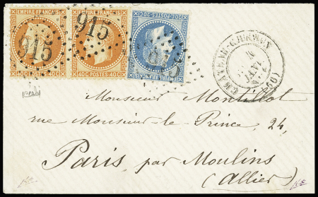 N°29 + 31 en paire OBL GC 915 + T17 Château-Chinon (4 janv 71) sur Boule de Moulins avec correspondance. On joint un article du quotidien Le Monde décrivant cette lettre à l'occasion du centenaire des Boules de Moulins (