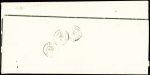 N°1, 10c bistre-jaune, bonnes marges équilibrées, OBL PC 3245 + T15 "St Pierre le Moutier" (1852) sur faire-part de deuil de Louis Antoine Vicomte de Saint Vincent. TB