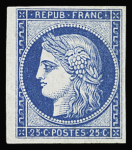 N°8f et 4d 20c bleu et 25c bleu, réimpression de 1862,