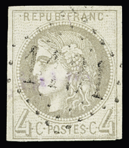 N°41A 4c gris, Report 1, obl. GC 1131 de Cordes (Tarn),