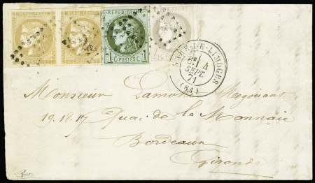 N°39 + 41 + 43, 2 pièces OBL losange évidé du GC 2049 + T17 "Gare de Limoges" (4 sept 71) sur lettre. AFF RR