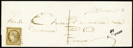 Nexon : n°1 OBL PC 2269 + cursive "81 Solignac" sur lettre taxée 1 par erreur (il s'agissait bien d'une lettre locale de Nexon pour Solignac). TB