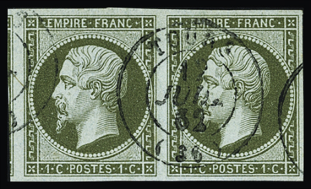 N°11 1c olive, paire bien margée, voisin, obl. càd