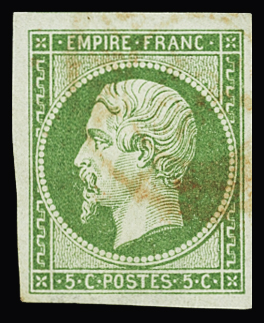 N°12 5c vert, obl. càd rouge, bien margé, TB