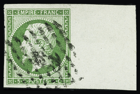 N°12 5c vert, bien margé avec bord de feuille à droite,