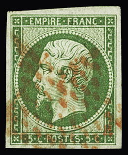 N°12 5c vert, obl. étoile rouge, bien margé, TB