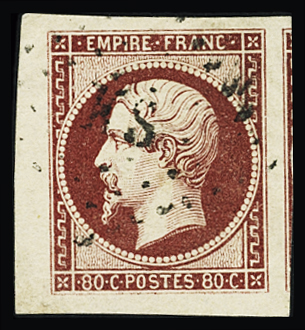 N°17A 80c carmin, très belles marges avec petit coin