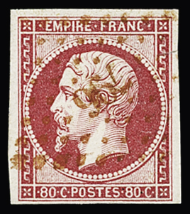 N°17B 80c rose, obl. PC rouge 796 de Châteauroux (Indre),