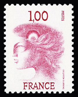 N°1895A Marianne d'Excoffon 1f rose, non émis, neuf