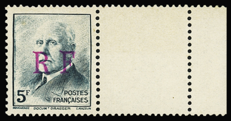 NIORT N°13 5f vert-bleu, grand bord de feuille, un