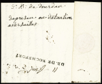 Lettre de Metz pour Rochefort (1803) avec au verso belle MP "DB de Rochefort" (L n°9). Rare et Tb