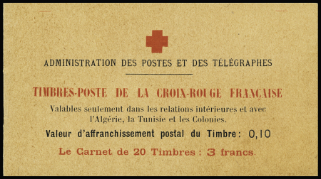 N°147-C1 Semeuse camée 10c+5c, le premier Carnet Croix-Rouge,