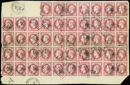 N°32 80c rose, exceptionnel bloc de 48 timbres obl.