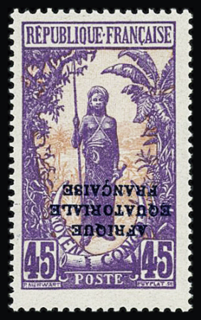 N°83a 45c violet, variété surcharge renversée, neuf
